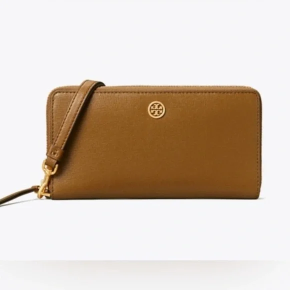 New Tory Burch Robinson Crosshatch Saffino leather Continental Wallet Wristlet - Picture 2 of 15